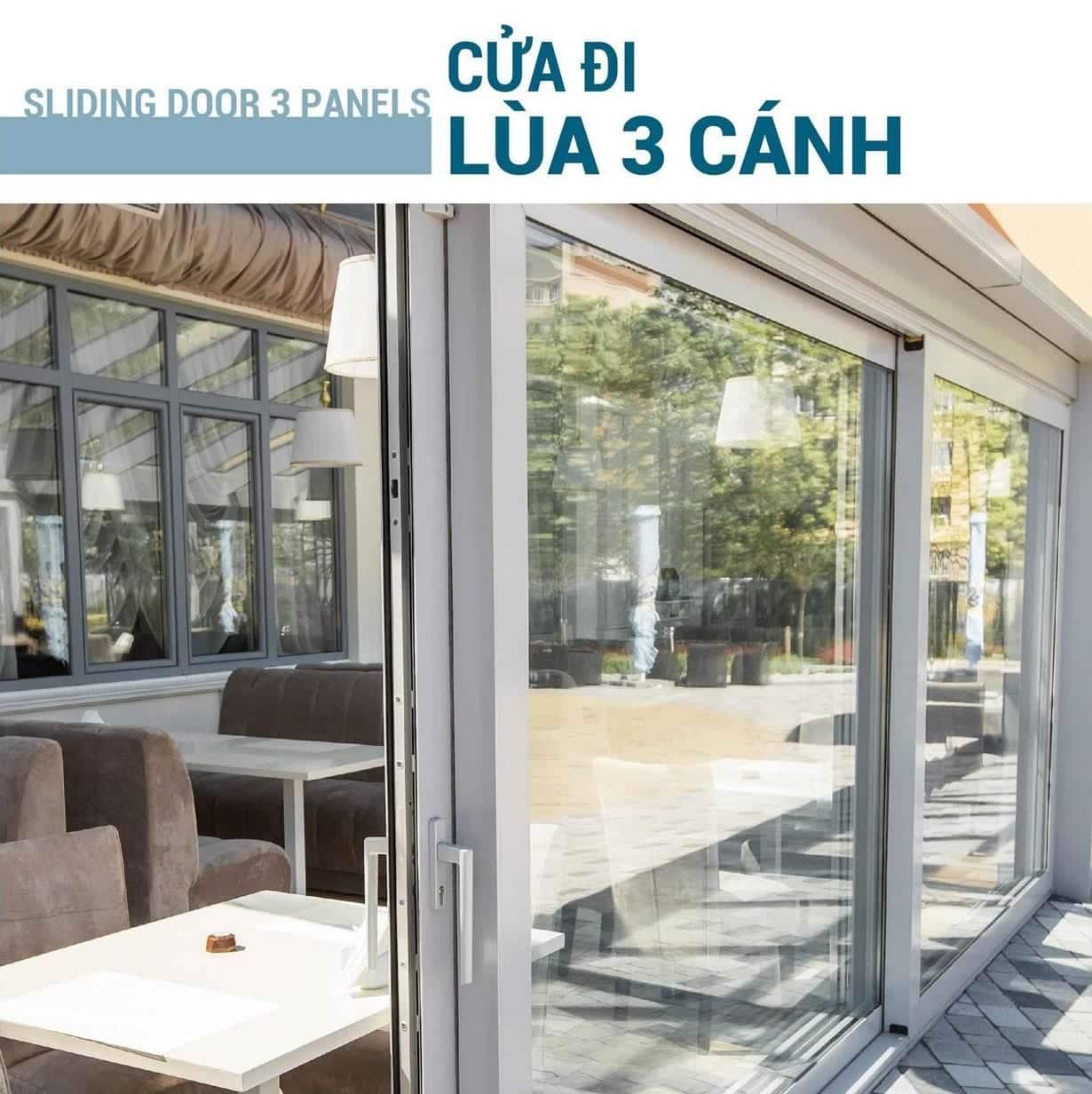 Cửa đi lùa nhôm kính anode niken
