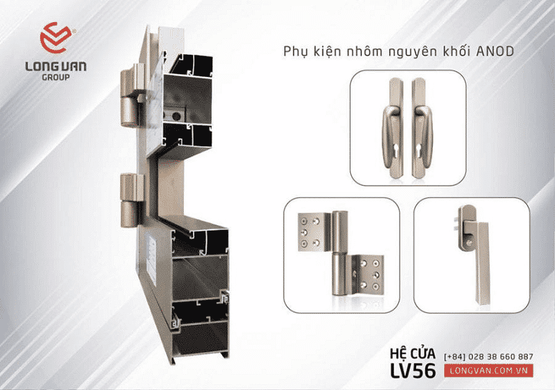 Profile và phụ kiện hệ cửa LV56 Long Vân